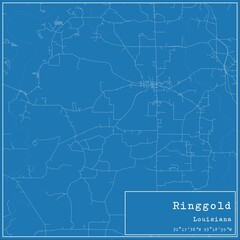 Obraz premium Blueprint US city map of Ringgold, Louisiana.