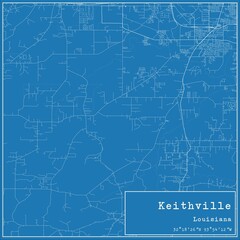 Blueprint US city map of Keithville, Louisiana.