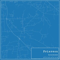 Blueprint US city map of Frierson, Louisiana.