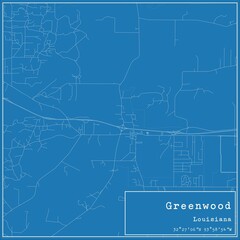 Blueprint US city map of Greenwood, Louisiana.
