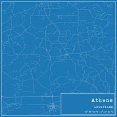 Blueprint US city map of Athens, Louisiana.