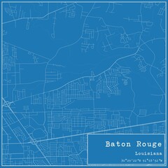 Blueprint US city map of Baton Rouge, Louisiana.