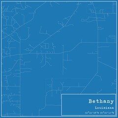 Blueprint US city map of Bethany, Louisiana.