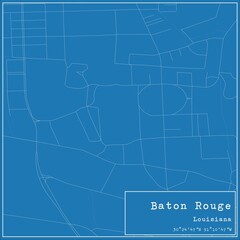 Blueprint US city map of Baton Rouge, Louisiana.