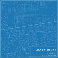 Blueprint US city map of Baton Rouge, Louisiana.