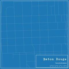 Blueprint US city map of Baton Rouge, Louisiana.