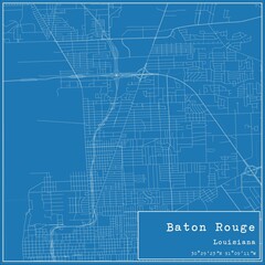 Fototapeta premium Blueprint US city map of Baton Rouge, Louisiana.