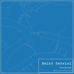 Blueprint US city map of Saint Gabriel, Louisiana.