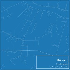 Blueprint US city map of Oscar, Louisiana.