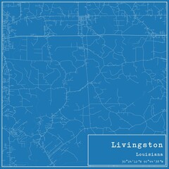 Blueprint US city map of Livingston, Louisiana.