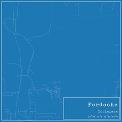 Blueprint US city map of Fordoche, Louisiana.
