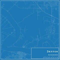 Blueprint US city map of Darrow, Louisiana.
