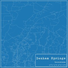 Blueprint US city map of Denham Springs, Louisiana.