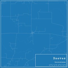 Blueprint US city map of Reeves, Louisiana.