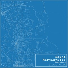 Blueprint US city map of Saint Martinville, Louisiana.