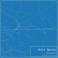 Blueprint US city map of Port Barre, Louisiana.