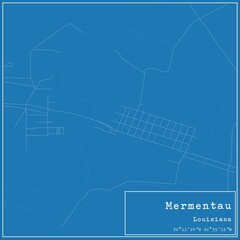 Blueprint US city map of Mermentau, Louisiana.