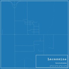 Blueprint US city map of Lacassine, Louisiana.