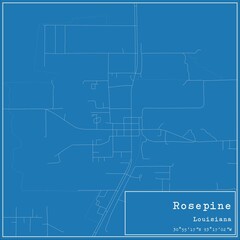 Blueprint US city map of Rosepine, Louisiana.