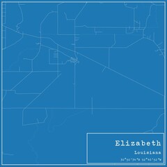 Obraz premium Blueprint US city map of Elizabeth, Louisiana.