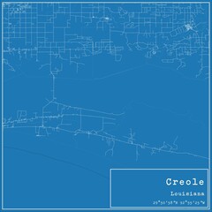 Obraz premium Blueprint US city map of Creole, Louisiana.