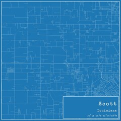 Blueprint US city map of Scott, Louisiana.