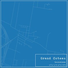 Blueprint US city map of Grand Coteau, Louisiana.