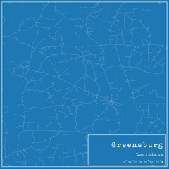Blueprint US city map of Greensburg, Louisiana.