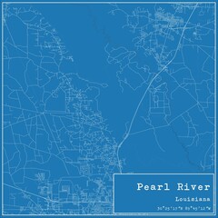 Blueprint US city map of Pearl River, Louisiana.