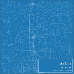 Blueprint US city map of Amite, Louisiana.