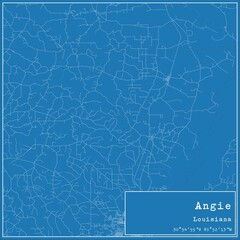 Blueprint US city map of Angie, Louisiana.