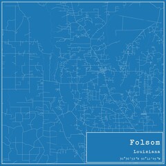 Fototapeta premium Blueprint US city map of Folsom, Louisiana.
