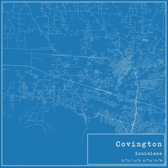 Obraz premium Blueprint US city map of Covington, Louisiana.