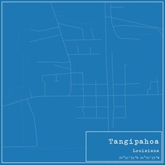 Blueprint US city map of Tangipahoa, Louisiana.