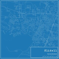 Blueprint US city map of Slidell, Louisiana.