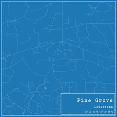 Obraz premium Blueprint US city map of Pine Grove, Louisiana.