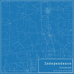 Blueprint US city map of Independence, Louisiana.