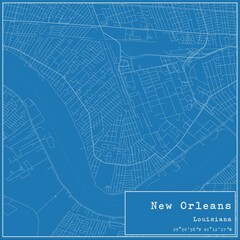 Blueprint US city map of New Orleans, Louisiana. - obrazy, fototapety, plakaty