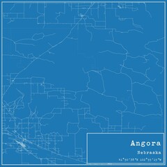 Blueprint US city map of Angora, Nebraska.