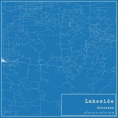 Blueprint US city map of Lakeside, Nebraska.
