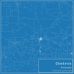 Obraz premium Blueprint US city map of Chadron, Nebraska.