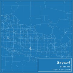 Blueprint US city map of Bayard, Nebraska.