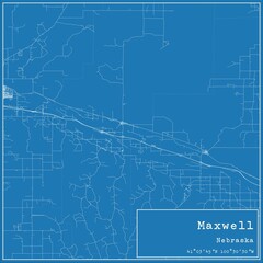 Blueprint US city map of Maxwell, Nebraska.