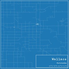 Blueprint US city map of Wallace, Nebraska.