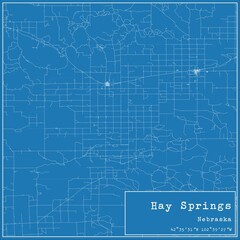Blueprint US city map of Hay Springs, Nebraska.