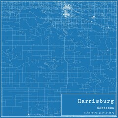 Blueprint US city map of Harrisburg, Nebraska. - obrazy, fototapety, plakaty