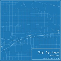 Blueprint US city map of Big Springs, Nebraska.