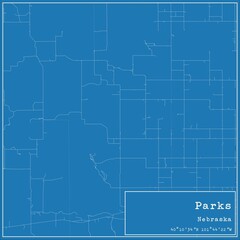 Blueprint US city map of Parks, Nebraska.