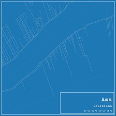 Blueprint US city map of Ama, Louisiana.