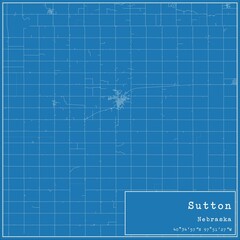 Blueprint US city map of Sutton, Nebraska.